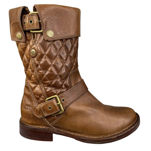 UGG Women’s Conor Quilted Leather Ankle Boots Size US 6 - Picture 1 of 12